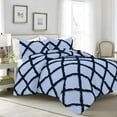thumbnail image 1 of D.N.G. BEDDINGS 3 Piece Luxury Two Tone Diamond Ruffle Pattern Comforter Set Premium Super Soft, All Season 800 Thread Count, 100% Egyptian Cotton, King/California King Size Light Blue-Navy Color, 1 of 4