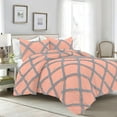 thumbnail image 1 of D.N.G. BEDDINGS 3 Piece Luxury Two Tone Diamond Ruffle Pattern Comforter Set Premium Super Soft, All Season 800 Thread Count, 100% Egyptian Cotton, Oversized Super King Size Peach-Silver Color, 1 of 4