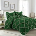 thumbnail image 1 of D.N.G. BEDDINGS 3 Piece Luxury Two Tone Diamond Ruffle Pattern Comforter Set Premium Super Soft, All Season 800 Thread Count, 100% Egyptian Cotton, Super King Size Green-Moss Color, 1 of 4