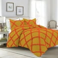 thumbnail image 1 of D.N.G. BEDDINGS 3 Piece Luxury Two Tone Diamond Ruffle Pattern Comforter Set Premium Super Soft, All Season 800 Thread Count, 100% Egyptian Cotton, Super King Size Gold-Orange Color, 1 of 4