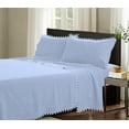 thumbnail image 1 of D.N.G. BEDDINGS 4 Piece Pom Pom Sheet Set 15 Inch Deep Pocket, White Pom-Pom Fringe Solid Pattern, 800 Thread Count 100% Egyptian Cotton (Solid Light Blue Color, Cal-King Size), 1 of 8