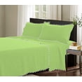 thumbnail image 1 of D.N.G. BEDDINGS 4 Piece Pom Pom Sheet Set 21 Inch Deep Pocket, White Pom-Pom Fringe Solid Pattern, 800 Thread Count 100% Egyptian Cotton (Solid Sage Color, Twin XL Size), 1 of 8