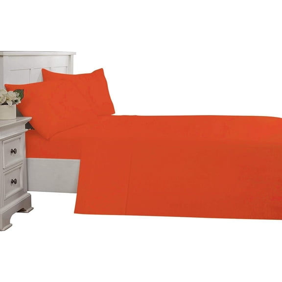 D.N.G. BEDDINGS 4 Piece Sheet Set with 15 Inch Deep Pocket 800 Thread Count 100% Egyptian Cotton Solid Orange Color Twin XL Size