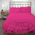 thumbnail image 1 of D.N.G. BEDDINGS 5 Piece 100% Egyptian Cotton Circle Ruffle Comforter Set, 550 GSM Filled Microfiber - Super King Size, Hot Pink Color - 800 Thread Count, 1 of 5