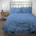 thumbnail image 1 of D.N.G. BEDDINGS 5 Piece 100% Egyptian Cotton Circle Ruffle Comforter Set, 550 GSM Filled Microfiber - Super King Size, Medium Blue Color - 800 Thread Count, 1 of 5
