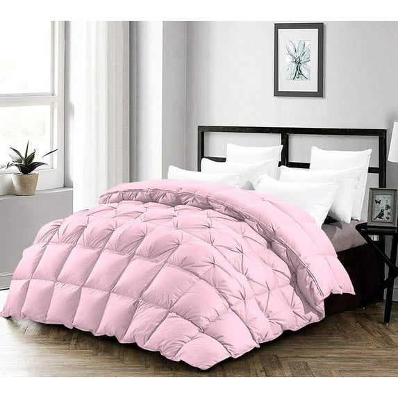 D.N.G. BEDDINGS 5 Piece Half Piece Pinch Pleated luxury Comforter Set Premium 800 Thread Count 100% Egyptian Cotton Super Soft (Super King Size Light Pink Color)