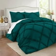 thumbnail image 1 of D.N.G. BEDDINGS 5 Piece Luxurious Diamond Ruffle Comforter Set Super Soft, All Season Pintuck 800 Thread Count, 100% Egyptian Cotton, Super King Size Teal Color, 1 of 9