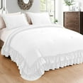 thumbnail image 1 of D.N.G. BEDDINGS 5 Piece Luxury 5 Inch Two Layer Ruffle Comforter Set Premium Super Soft, 800 TC, 100% Egyptian Cotton, Super Soft, Twin/Twin XL Size White Color, 1 of 7