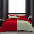 thumbnail image 1 of D.N.G. BEDDINGS 5 Piece Luxury Reversible Diamond Pattern Comforter Set Premium Super Soft, All Season 800 TC, 100% Egyptian Cotton Full/Queen Size Light Sage/Red Solid Color, 1 of 7