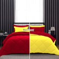 thumbnail image 1 of D.N.G. BEDDINGS 5 Piece Luxury Reversible Diamond Pattern Comforter Set Premium Super Soft, All Season 800 TC, 100% Egyptian Cotton King/California King Size Yellow/Red Solid Color, 1 of 7