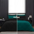 thumbnail image 1 of D.N.G. BEDDINGS 5 Piece Luxury Reversible Diamond Pattern Comforter Set Premium Super Soft, All Season 800 TC, 100% Egyptian Cotton King/California King Size Teal/Black Solid Color, 1 of 7