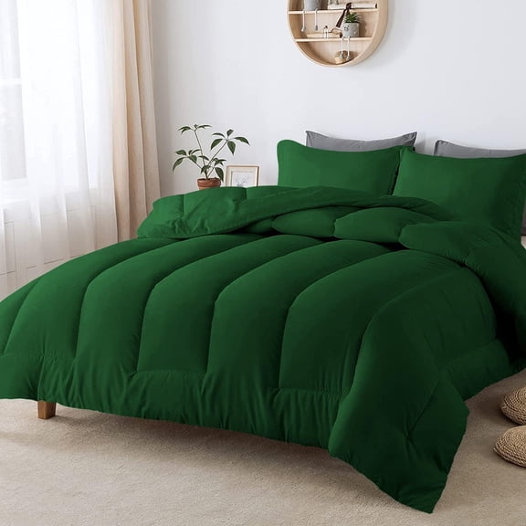 D.N.G. BEDDINGS 5 Piece Luxury Straight Line Pattern Comforter Set, Premium Super Soft, 800 Thread Count, 100% Egyptian Cotton, Twin/Twin XL Size Green Solid Color
