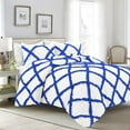 thumbnail image 1 of D.N.G. BEDDINGS 5 Piece Luxury Two Tone Diamond Ruffle Pattern Comforter Set Premium Super Soft, All Season 800 Thread Count 100% Egyptian Cotton Full/Queen Size Royal Blue/White Solid Color, 1 of 4