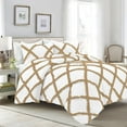 thumbnail image 1 of D.N.G. BEDDINGS 5 Piece Luxury Two Tone Diamond Ruffle Pattern Comforter Set Premium Super Soft, All Season 800 Thread Count 100% Egyptian Cotton Full/Queen Size Taupe/White Solid Color, 1 of 4