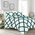 thumbnail image 1 of D.N.G. BEDDINGS 5 Piece Luxury Two Tone Diamond Ruffle Pattern Comforter Set Premium Super Soft, All Season 800 Thread Count 100% Egyptian Cotton Full/Queen Size Teal/White Solid Color, 1 of 4
