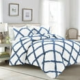thumbnail image 1 of D.N.G. BEDDINGS 5 Piece Luxury Two Tone Diamond Ruffle Pattern Comforter Set Premium Super Soft, All Season 800 Thread Count 100% Egyptian Cotton Full/Queen Size Medium Blue/White Solid Color, 1 of 4