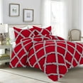 thumbnail image 1 of D.N.G. BEDDINGS 5 Piece Luxury Two Tone Diamond Ruffle Pattern Comforter Set Premium Super Soft, All Season 800 Thread Count, 100% Egyptian Cotton, King/California King Size Silver/Red Solid Color, 1 of 4