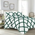 thumbnail image 1 of D.N.G. BEDDINGS 5 Piece Luxury Two Tone Diamond Ruffle Pattern Comforter Set Premium Super Soft, All Season 800 Thread Count 100% Egyptian Cotton Super King Size Teal Green/White Solid Color, 1 of 4
