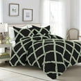thumbnail image 1 of D.N.G. BEDDINGS 5 Piece Luxury Two Tone Diamond Ruffle Pattern Comforter Set Premium Super Soft All Season 800 Thread Count, 100% Egyptian Cotton, Super King Size Light Sage/Black Solid Color, 1 of 4