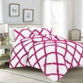 thumbnail image 1 of D.N.G. BEDDINGS 5 Piece Luxury Two Tone Diamond Ruffle Pattern Comforter Set Premium Super Soft, All Season 800 Thread Count 100% Egyptian Cotton Oversized Super King Size Hot Pink/White Solid Color, 1 of 4