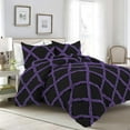 thumbnail image 1 of D.N.G. BEDDINGS 5 Piece Luxury Two Tone Diamond Ruffle Pattern Comforter Set Premium Super Soft All Season 800 Thread Count, 100% Egyptian Cotton, Twin/Twin XL Size Purple/Black Solid Color, 1 of 4