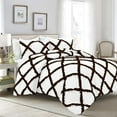 thumbnail image 1 of D.N.G. BEDDINGS 5 Piece Luxury Two Tone Diamond Ruffle Pattern Comforter Set Premium Super Soft, All Season 800 Thread Count 100% Egyptian Cotton Twin/Twin XL Size Chocolate/White Solid Color, 1 of 4