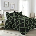 thumbnail image 1 of D.N.G. BEDDINGS 5 Piece Luxury Two Tone Diamond Ruffle Pattern Comforter Set Premium Super Soft All Season 800 Thread Count, 100% Egyptian Cotton, Twin/Twin XL Size Moss/Black Solid Color, 1 of 4