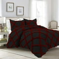 thumbnail image 1 of D.N.G. BEDDINGS 5 Piece Luxury Two Tone Diamond Ruffle Pattern Comforter Set Premium Super Soft All Season 800 Thread Count, 100% Egyptian Cotton, Full/Queen Size Burgundy/Black Solid Color, 1 of 4