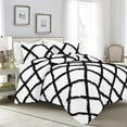 thumbnail image 1 of D.N.G. BEDDINGS 5 Piece Luxury Two Tone Diamond Ruffle Pattern Comforter Set Premium Super Soft, All Season 800 Thread Count 100% Egyptian Cotton King/California King Size Black/White Solid Color, 1 of 4