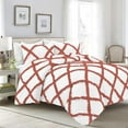 thumbnail image 1 of D.N.G. BEDDINGS 5 Piece Luxury Two Tone Diamond Ruffle Pattern Comforter Set Premium Super Soft, All Season 800 Thread Count 100% Egyptian Cotton Oversized Super King Size Brick Red/White Solid Color, 1 of 4