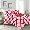 thumbnail image 1 of D.N.G. BEDDINGS 5 Piece Luxury Two Tone Diamond Ruffle Pattern Comforter Set Premium Super Soft, All Season 800 Thread Count, 100% Egyptian Cotton, Super King Size Light Pink-Red Color, 1 of 4