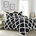 thumbnail image 1 of D.N.G. BEDDINGS 5 Piece Luxury Two Tone Diamond Ruffle Pattern Comforter Set Premium Super Soft All Season 800 Thread Count, 100% Egyptian Cotton, Super King Size White/Black Solid Color, 1 of 4