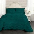 thumbnail image 1 of D.N.G. BEDDINGS 800 Thread Counts, 100% Egyptian Cotton, 550 GSM Microfiber filled Quilt Ruffled With Small Pom Pom Textured 1 Piece King/Cal-King Size Comforter, Teal, 1 of 6