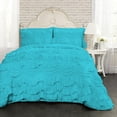 thumbnail image 1 of D.N.G. BEDDINGS 800 Thread Counts, 100% Egyptian Cotton, 550 GSM Microfiber filled Quilt Ruffled With Small Pom Pom Textured 1 Piece Super King Size Comforter, Turquoise Blue, 1 of 6