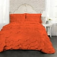thumbnail image 1 of D.N.G. BEDDINGS 800 Thread Counts, 100% Egyptian Cotton, 550 GSM Microfiber filled Quilt Ruffled With Small Pom Pom Textured 3 Piece Oversized Super King Size Comforter Set, Orange, 1 of 6