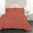 thumbnail image 1 of D.N.G. BEDDINGS 800 Thread Counts, 100% Egyptian Cotton, 550 GSM Microfiber filled Quilt Ruffled With Small Pom Pom Textured 3 Piece Oversized Super King Size Comforter Set, Brick Red, 1 of 6