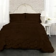 thumbnail image 1 of D.N.G. BEDDINGS 800 Thread Counts, 100% Egyptian Cotton, 550 GSM Microfiber filled Quilt Ruffled With Small Pom Pom Textured 3 Piece Oversized Super King Size Comforter Set, Chocolate, 1 of 6