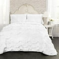thumbnail image 1 of D.N.G. BEDDINGS 800 Thread Counts, 100% Egyptian Cotton, 550 GSM Microfiber filled Quilt Ruffled With Small Pom Pom Textured 5 Piece King/Cal-King Size Comforter Set, White, 1 of 6