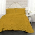 thumbnail image 1 of D.N.G. BEDDINGS 800 Thread Counts, 100% Egyptian Cotton, 550 GSM Microfiber filled Quilt Ruffled With Small Pom Pom Textured 5 Piece Oversized Super King Size Comforter Set, Golden, 1 of 6