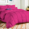 thumbnail image 1 of D.N.G. BEDDINGS Deluxe All Seasons Full/Queen Size 800 Thread Count, Solid Hot Pink Down Alternative 5 Piece Box Design Comforter Set 100% Egyptian Cotton, 1 of 6