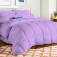 thumbnail image 1 of D.N.G. BEDDINGS Deluxe All Seasons Full/Queen Size 800 Thread Count, Solid Lavender Down Alternative 5 Piece Box Design Comforter Set 100% Egyptian Cotton, 1 of 6