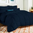 thumbnail image 1 of D.N.G. BEDDINGS Deluxe All Seasons King/Cal King Size 800 Thread Count, Solid Navy Blue Down Alternative 3 Piece Box Design Comforter Set 100% Egyptian Cotton, 1 of 6