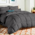 thumbnail image 1 of D.N.G. BEDDINGS Deluxe All Seasons Super King Size 800 Thread Count, Solid Dark Grey Down Alternative 3 Piece Box Design Comforter Set 100% Egyptian Cotton, 1 of 6