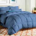 thumbnail image 1 of D.N.G. BEDDINGS Deluxe All Seasons Super King Size 800 Thread Count, Solid Medium Blue Down Alternative 1 Piece Box Design Comforter Set 100% Egyptian Cotton, 1 of 6