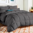 thumbnail image 1 of D.N.G. BEDDINGS Deluxe All Seasons Twin/Twin XL Size 800 Thread Count, Solid Dark Grey Down Alternative 3 Piece Box Design Comforter Set 100% Egyptian Cotton, 1 of 6