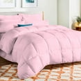 thumbnail image 1 of D.N.G. BEDDINGS Deluxe All Seasons Twin/Twin XL Size 800 Thread Count, Solid Light Pink Down Alternative 1 Piece Box Design Comforter Set 100% Egyptian Cotton, 1 of 6