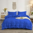 thumbnail image 1 of D.N.G. BEDDINGS Luxurious 1 Piece Double Ruffle Duvet Cover With Zipper Closure, 100% Egyptian Cotton, 800 Thread Cotton Super King Size Royal Blue Solid, 1 of 6