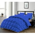 thumbnail image 1 of D.N.G. BEDDINGS Luxurious 1 Piece Pom Pom Half Pinch Pleated Comforter, 800 Thread Count, 100% Egyptian Cotton, White Vintage Pom-Pom Fringe Super Soft (Full/Queen Size Solid Royal Blue Color), 1 of 4