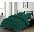 thumbnail image 1 of D.N.G. BEDDINGS Luxurious 1 Piece Pom Pom Half Pinch Pleated Comforter, 800 Thread Count, 100% Egyptian Cotton, White Vintage Pom-Pom Fringe Super Soft (Full/Queen Size Solid Teal Green Color), 1 of 4