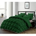 thumbnail image 1 of D.N.G. BEDDINGS Luxurious 1 Piece Pom Pom Half Pinch Pleated Comforter, 800 Thread Count, 100% Egyptian Cotton, White Vintage Pom-Pom Fringe Super Soft (Oversized Super King Size Solid Green Color), 1 of 4